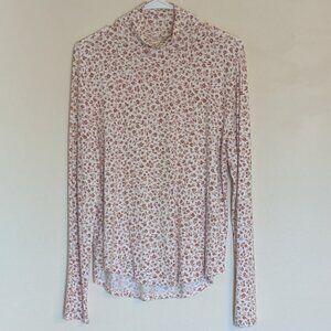 Lou & Grey Loft‎ Mock Neck Long Sleeve Top Peach Beige White| Large - NEVER WORN